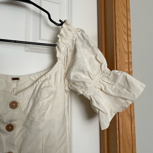Free People Off White Off the Shoulder Button Front Dress 100% Cotton Size XS - Picture 3 of 10